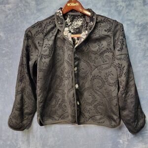 Floral Jacquard Button Down Jacket Cropped Vintage Style Unique‎ reversible